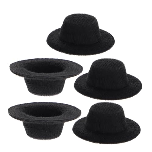 TOYANDONA 5 Stück Mini-jazzhut Miniatur-puppenhüte Puppe Miniaturhut Nachahmung Am Kleinsten Mini-puppenmütze Winzige Formelle Miniaturhüte Mini -Formale Hüte Stoff Black von TOYANDONA