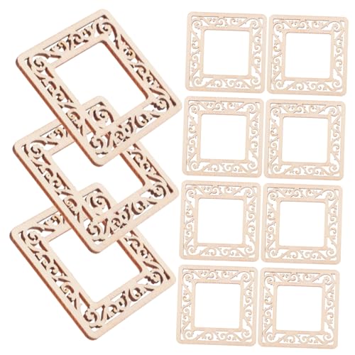TOYANDONA 50 Stück Handgefertigte Holzspäne Diy Leere Unfertige Holzausschnitte Fotorahmen Aus Holz Zum Basteln Bilderrahmen Aus Holz Zum Basteln Unfertiges Holzhandwerk Holzquadrate Khaki von TOYANDONA