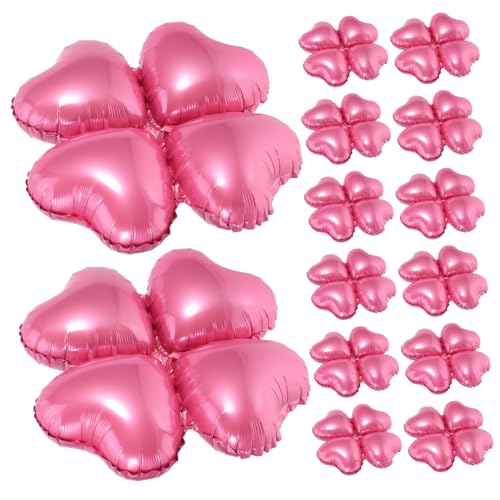 TOYANDONA 50 Stück Teiliges Metallic Folienballons Herzform mit Vierblättrigem Kleeblatt und Rosa Akzenten Leichte Langlebige Partydeko für Geburtstage Hochzeiten Babypartys Festliche von TOYANDONA