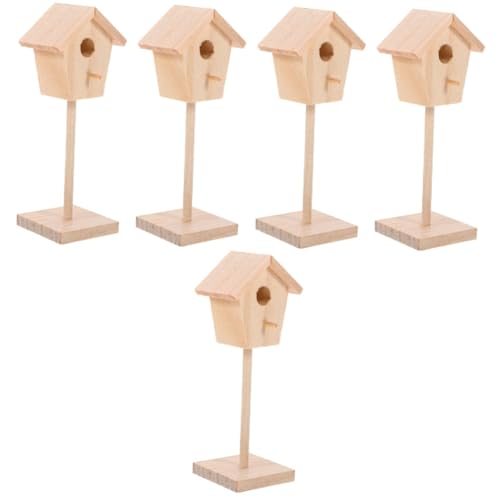 TOYANDONA 5St Puppenhaus Vogelkäfig vielzweckleiter tatsächl bastelskalpel garnische Decoration schenken Miniatur-Vogelkäfig Zubehör draussen Vogelhaus vorgeben Dekorationen Requisiten Holz von TOYANDONA