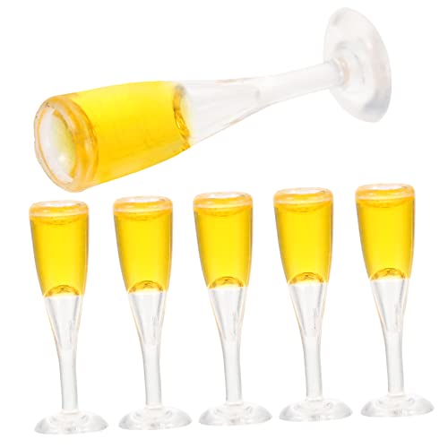 TOYANDONA 6 Stück -Glasmodell Miniaturweinbecher Puppenhaus-Cocktailbecher dekorativer Miniaturkelch Gläser Puppe Brille Party Mini-Brille winzige Tassen winzige Brille Harz von TOYANDONA