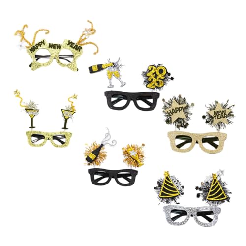 TOYANDONA 6 Stück Neujahrsbrillen Schwarz Gold Kunststoff Lustige Partybrillen für Erwachsene und Foto Requisiten Silvester Dekoration Partyspaß TOYANDONA 6 Stück Neujahrsbrillen Schwarz Gold Kunststoff Lustige Partybrillen für Erwachsene und Foto Requisiten Silvester Dekoration Partyspaß von TOYANDONA