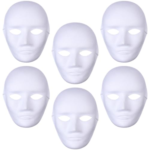 TOYANDONA 6St leere Maske halloween masken halloweenmaske leere Kostümmasken weiße Maskerademaske für Frauen DIY Maske für Maskerade-Party Maskerade-Masken für Frauen weißer Embryo schmücken von TOYANDONA