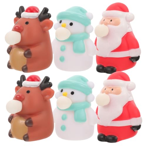 TOYANDONA 6 Stück Weihnachts-Squeeze Flexiblem TPR Niedliche Weihnachtsmann Schneemann und Rentier Figuren Stressabbau Party Mitgebsel Lustige Entspannungs Dekorationsspielzeuge von TOYANDONA