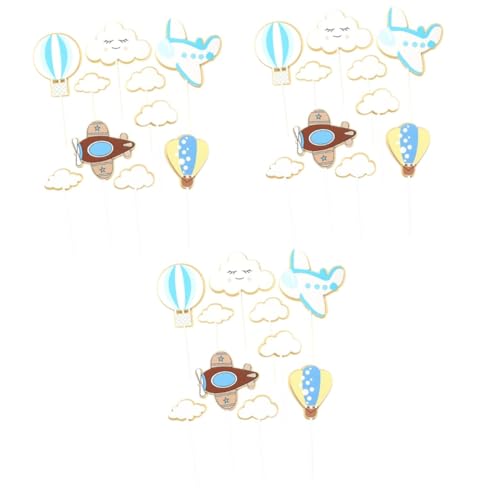TOYANDONA 60 Stk Geburtstagskuchen Kuchendekoration für die Babyparty Handschuhe für Blumenmädchen hochzeitsdeko Cupcakes Dessert-Topper Party-Cupcake-Dekor Heißluftballon Flugzeug Nachtisch von TOYANDONA