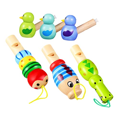 TOYANDONA 6St Cartoon-Vogelpfeife Musikinstrumente für Erwachsene schöne Cartoon-Pfeife Babyspielzeug aus Holz Spielset aus Holz Party-Requisite Musikalisches Spielzeug Karikatur Tier Kind von TOYANDONA