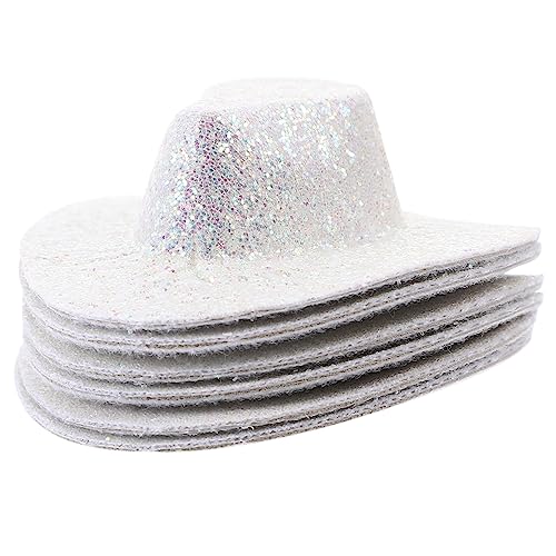 TOYANDONA 6St Mini-Cowboyhut Hut für Männer Disco-Hut Roboter Kostüm Dummer Hut puppenzubehör Puppenkleidungszubehör Dollhouse-Dekoration Funky Miniaturhut Puppenhüte Kunstleder Weiß von TOYANDONA