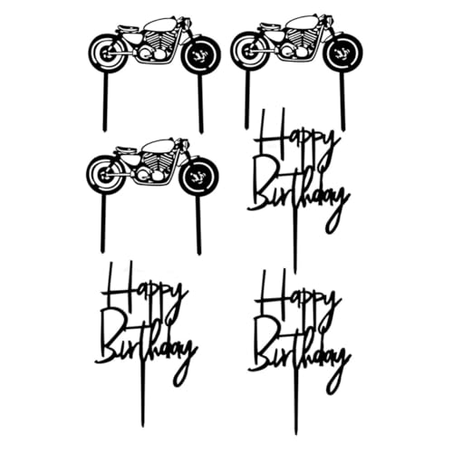 TOYANDONA 6St kuchen Plakette Happy Birthday Cake Plate Motor-Cupcake-Picks -Silhouette-Kuchen- Obstkuchen Geburtstagskuchen Kuchenpicks für Motorräder Wagen Mann von TOYANDONA
