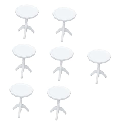 TOYANDONA 7 STK Spitze Kleiner runder Tisch Miniatur-Couchtisch Puppenhausspielzeug runder Esstisch Kommode runder Puppenminitisch Wohnzimmer-Mikroszenentisch hölzern Modell Kaffetisch Möbel von TOYANDONA