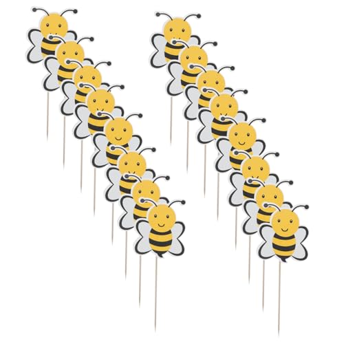 TOYANDONA 72 Stück Bienenkuchendekoration Bienenkuchenbecher Top Dekoration Alles Gute Zum Geburtstagstorte Toper Biene Picks Honeybee Cupcake Toppers Geburtstagstorte Dekoration Gelb Papier von TOYANDONA