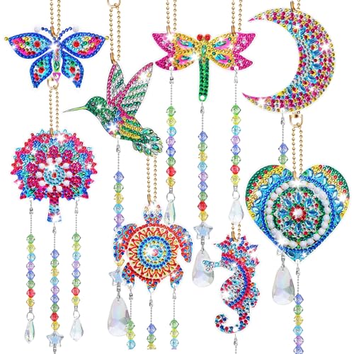 TOYANDONA 8 Stück Diamantmalerei Schlüsselanhänger Acryl Stylische Deko für Zuhause Diy Bastelset Vielseitig Einsetzbar für von TOYANDONA