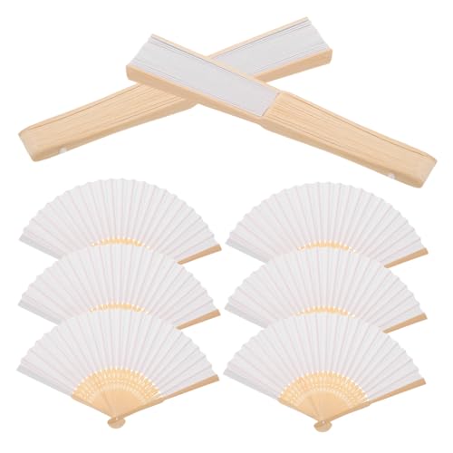 TOYANDONA 8 Stück Teiliges Faltbarer Weißer Handfächer aus Papier und Bambusrahmen Leichter DIY Bastelfächer für Sommerparty Kunst und Klassenraum Projekte von TOYANDONA
