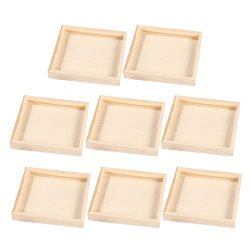 TOYANDONA 8stücke Holztablett Für Puzzle Tablett Aus Unbehandeltem Holz Kleines Holztablett Mit Griffen Montessori-tablett Zum Sortieren Ineinander Stapelbare Tabletts Zur Aufbewahrung Von von TOYANDONA