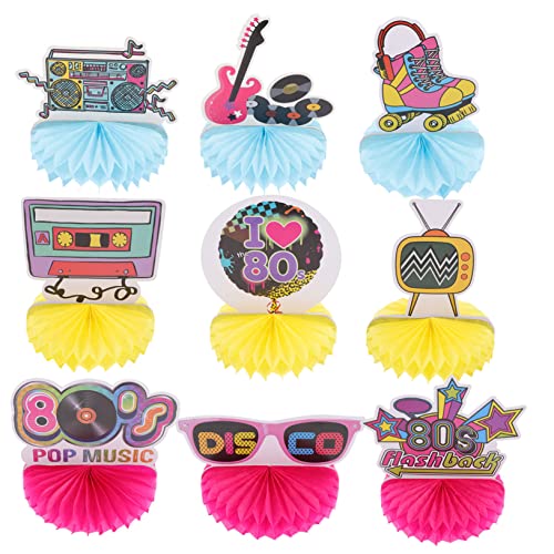 TOYANDONA 9 Stück Disco-Ornamente hochzeitsdeko hochzeitsdeco Tischdekoartikel Party Sachen Disco Party Dekoration Bienenwabe Fanny Waben-Mittelstücke 80er Partydekoration Papier Colorful von TOYANDONA