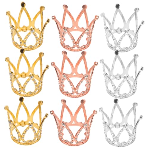 TOYANDONA 9 Stück Teiliges Kleine Kronen Cake Topper Glitzernde Prinzessin Muffin Dekorationen mit Strass Vielseitige Geburtstags Hochzeitskuchen Schmuck Wiederverwendbare Partydekoration von TOYANDONA