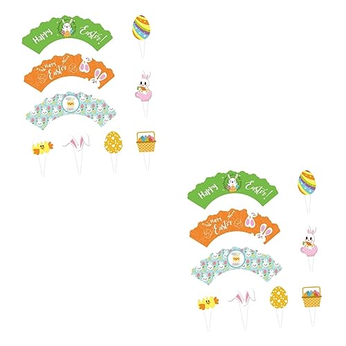 TOYANDONA 96 Stk Eier-Cupcake-Dekoration Kaninchen-Cupcake- Hasenkuchen Packpapier osterkuchen topper osterkuchenverpackung Karikatur Pappbecher einstellen Geschenkpapier Baby Zylinder von TOYANDONA