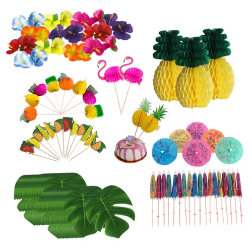 TOYANDONA 99 Stück 1 Satz Tischlayout -Prop -Kombination Tiki-Party-Dekorationen Ananas Strandpartydekorationen Tropenpartydekorationen Hibiskus Party-Wabenkugeln Monstera Hölzern TOYANDONA 99 Stück 1 Satz Tischlayout -Prop -Kombination Tiki-Party-Dekorationen Ananas Strandpartydekorationen Tropenpartydekorationen Hibiskus Party-Wabenkugeln Monstera Hölzern von TOYANDONA