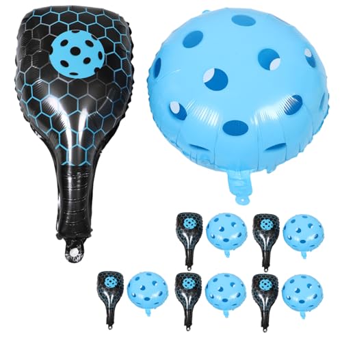 TOYANDONA Aufblasbares Pickleball Paddle Ballon Aluminiumfolie Cartoon Luftballons Bunte Partydekoration für Outdoor Sport Events Blaue Schläger Blaue Kugelballons Einfache Handhabung von TOYANDONA