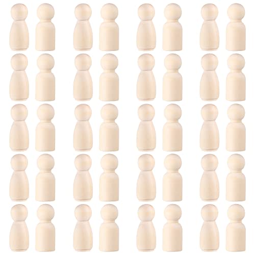TOYANDONA Bastel Figuren 6cm holzfiguren Zum Bemalen 5,5" Holzpegpuppen 1-1/3 Zoll Holzstiftpuppen Pack von 40 Holzpersonen für DIY- Handwerkhandhandwerk Holzstiftspiele Peg Puppen Spielkegel Mini von TOYANDONA