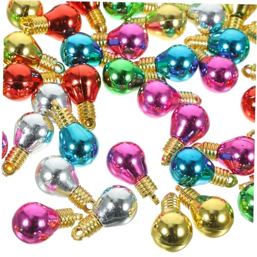 TOYANDONA Bunte Kunststoff Lampenperlen mit Loch und Schnur DIY Weihnachtsbaum Anhänger für Weihnachtsdeko Basteln Christbaumschmuck zum Aufhängen Vielseitig für Festliche Dekorationen von TOYANDONA