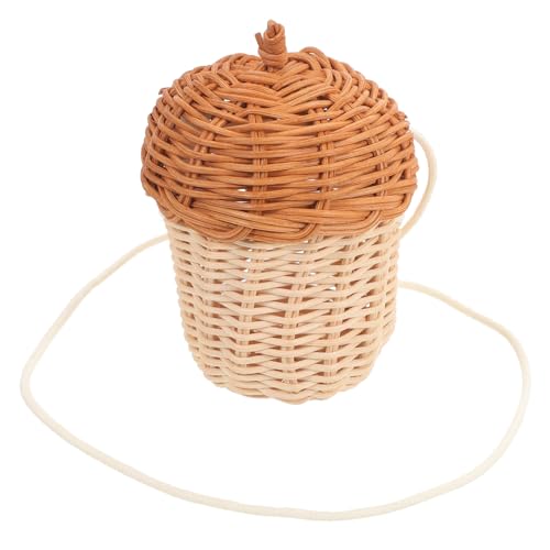TOYANDONA Eichel Tote Tannenzapfen Tasche Eicheln Gürtel Tannenzapfen Korb Süßer Spielzeugkorb Runde Korbtasche Einkaufstasche Aus Raffiabast Tannenzapfen Marmelade Eichelplüsch Rattan Brown von TOYANDONA