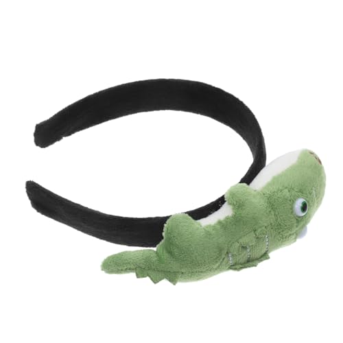 TOYANDONA Festival Haarreif mit Kuscheligem Grünen Krokodil stofftier Auffälliges Party cosplay Accessoire Weiches Pp baumwollmaterial Vielseitiger Haarschmuck für Fotos und von TOYANDONA