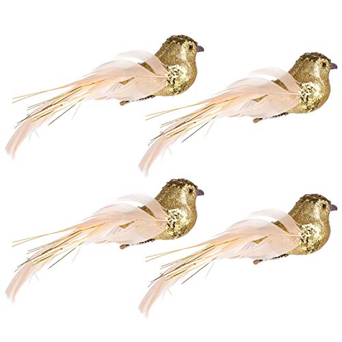 TOYANDONA Golden Weihnachtsvogel Pailletten Gefiederte Pailletten Künstliche Vogel Vogel Ornamente für Urlaub Party Fee Garten Baum Dekoration 4 TOYANDONA Golden Weihnachtsvogel Pailletten Gefiederte Pailletten Künstliche Vogel Vogel Ornamente für Urlaub Party Fee Garten Baum Dekoration 4 von TOYANDONA