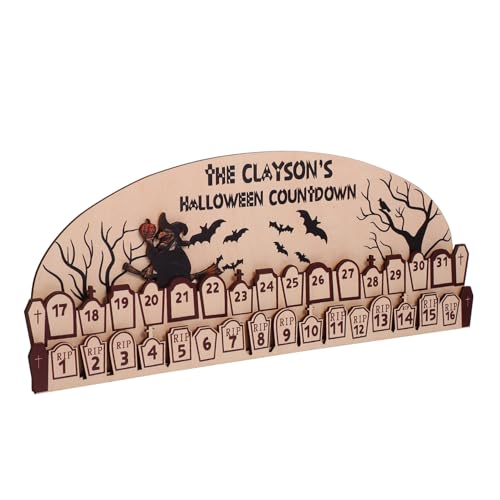 TOYANDONA Halloween Kalender Schmuck 31-Tag Countdown Holz Handwerk Kalender Wohnkultur Festlichen Stil von TOYANDONA