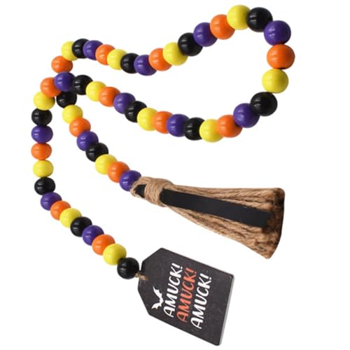 TOYANDONA Halloween Holzperlen Girlande mit Quaste Kreative Dekoration für Bauernhaus DIY Hängedekoration Ergänzung für Tisch und Wohnaccessoires TOYANDONA Halloween Holzperlen Girlande mit Quaste Kreative Dekoration für Bauernhaus DIY Hängedekoration Ergänzung für Tisch und Wohnaccessoires von TOYANDONA