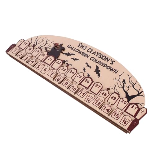 TOYANDONA Halloween Decor Countdown-Kalender Holz Advent Kalender Hause Ornament Desktop Kalender 1pc von TOYANDONA