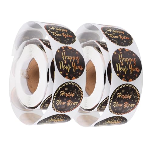 TOYANDONA Happy New Year Aufkleber, rund, schwarz und gold, 1,5 cm, Neujahrs-Etiketten, dekorative Aufkleber für Neujahr, Feiertage, Karten, Umschläge, Boxen, 1000 Stück/2 Rollen TOYANDONA Happy New Year Aufkleber, rund, schwarz und gold, 1,5 cm, Neujahrs-Etiketten, dekorative Aufkleber für Neujahr, Feiertage, Karten, Umschläge, Boxen, 1000 Stück/2 Rollen von TOYANDONA