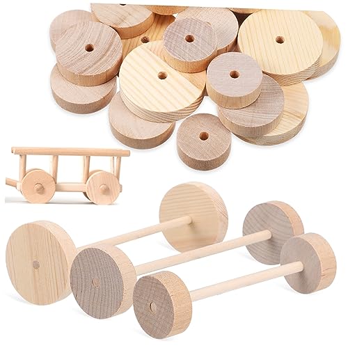 TOYANDONA Holzräder Set für DIY Projekte Unlackierte Holzräder und Holzstäbchen für Kreative Bastelideen und Handarbeiten TOYANDONA Holzräder Set für DIY Projekte Unlackierte Holzräder und Holzstäbchen für Kreative Bastelideen und Handarbeiten von TOYANDONA