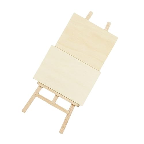 TOYANDONA Miniatur Holzstaffelei Set Teilig mit Mini Staffelei und Holz Kunsttafeln Robustes Puppenhaus Zubehör Dekorative Kleine Staffelei für DIY Landschaften und Puppenmöbel von TOYANDONA