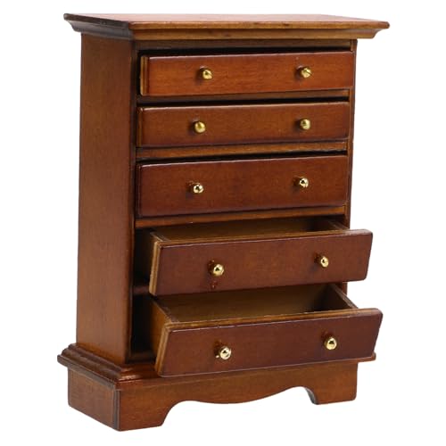 TOYANDONA Miniaturschrank Für Puppenhäuser Holz Miniatur Puppenhaus Schlafzimmer Möbel Zubehör Vintage Stil Kommode Platzsparendes Design Realistische Eigenschaften Multifunktionale von TOYANDONA