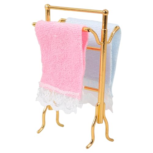TOYANDONA Puppenhaus Miniatur Badezimmer Handtuch Mini Handtuch Rack Puppenständer für Puppenhaus von TOYANDONA