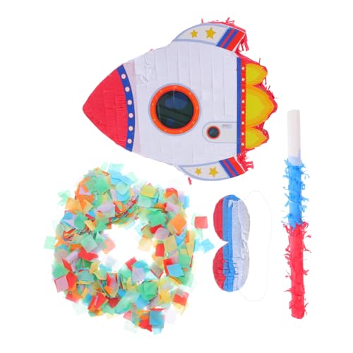 TOYANDONA Raketen Pinata Partydeko zum Befüllen mit Augenbinde und Weltraum Geburtstag Spiele Zubehör für Jungen und Mädchen Partyspiel mit Süßigkeiten und Konfetti TOYANDONA Raketen Pinata Partydeko zum Befüllen mit Augenbinde und Weltraum Geburtstag Spiele Zubehör für Jungen und Mädchen Partyspiel mit Süßigkeiten und Konfetti von TOYANDONA