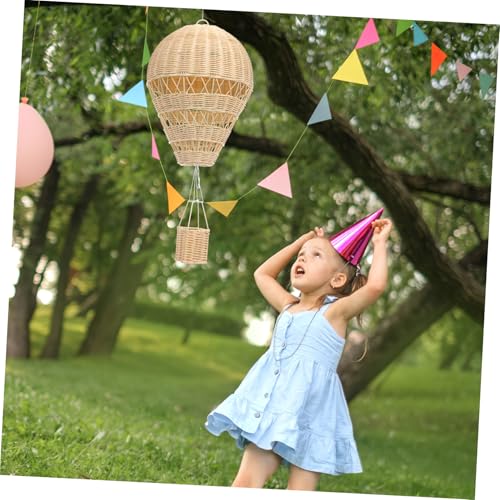 TOYANDONA Rattan-gewebter Heißluftballon Wandanhänger Kinderzimmer Dekoration Handgefertigt Natürliche Bastelmaterialien Vielseitige Hängedeko für Junge Mädchen und Mädchen Stilvolle von TOYANDONA