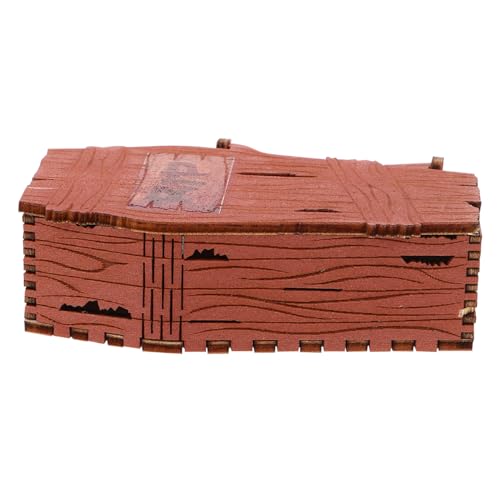 TOYANDONA Rustikale Halloween Coffin Box Holzschatulle mit Deckel Vielseitige Candy Box und Schmuckkästchen für Partydeko und Süßigkeitenaufbewahrung von TOYANDONA
