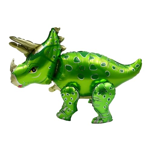 TOYANDONA Triceratops Luftballon 3D Folienballon Tiere Kindergeburtstag Deko für Kinder Geschenk Geburtstag Dinosaurier Dschungel Stil Party (Grün) von TOYANDONA