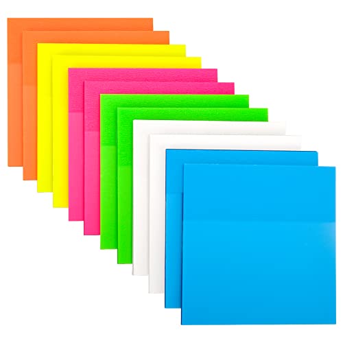Farbige Transparent Sticky Notes Set, TOYESS 600 Blätter Haftnotizen Transparent, Durchsichtig Klebezettel für Bücher（7,6×7,6 cm） von TOYESS