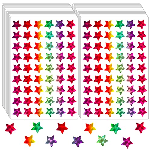 1890 Stück Holografische Kleine Stern-Aufkleber in Regenbogenfarben, 35 Blatt Selbstklebende Holografische Stern-Aufkleber zum Basteln Fünfzackiger Stern-Aufkleber zur Belohnung von TOYMIS
