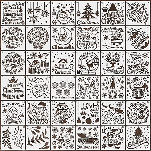 36 Stück Weihnachts Schablonen, 13x13cm Weihnachts Zeichenschablonen Wiederverwendbar Stencil Schablonen Weihnachten Dekorations zum Malen auf Holz Stoff Papier Wand Fenster 36 Stück Weihnachts Schablonen, 13x13cm Weihnachts Zeichenschablonen Wiederverwendbar Stencil Schablonen Weihnachten Dekorations zum Malen auf Holz Stoff Papier Wand Fenster von TOYMIS