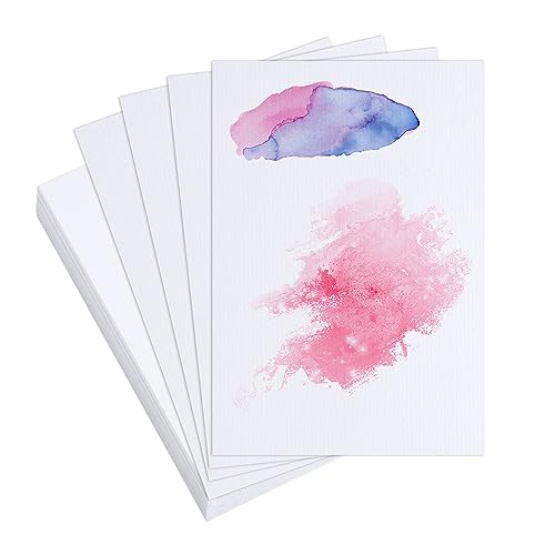 50 Stück Aquarell Karten Blanko, 10 x 15cm 100% Aquarellpapier Baumwolle Säurefrei Aquarellpapierkarten für Studenten Künstler Skizze Kunsttest (Raue Struktur) von TOYMIS