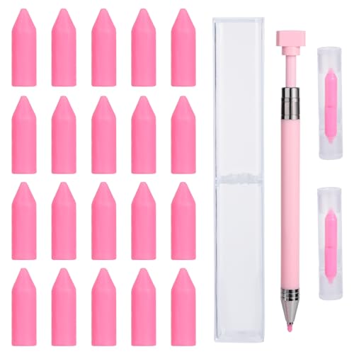 TOYMIS Diamant Malstift mit 24 Stück Wachs, Diamant Malstift Set Rotierender Klebepunkt Bohrstift Diamant Malwerkzeuge zum Schnellen Aufnehmen von Perlen Edelsteinen DIY Malerei (Rosa) von TOYMIS