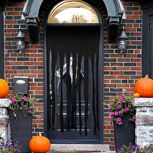 TOYMIS Halloween Türvorhang, 100x165cm Spukhaus-Vorhänge Gruseliges Tuch Halloween-Türvorhang für Gruselige Halloween-Party Spukhaus-Eingangsdekoration (Schwarz) von TOYMIS