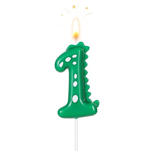 Zahlen Geburtstagskerzen, 7cm Dinosaurier Kerzen Geburtstagskuchenkerzen Dinosaurier Kerzen Geburtstag für Kuchen-Dinosaurier-Kerzen-Themenparty-Dekoration(Nummer 1) von TOYMIS
