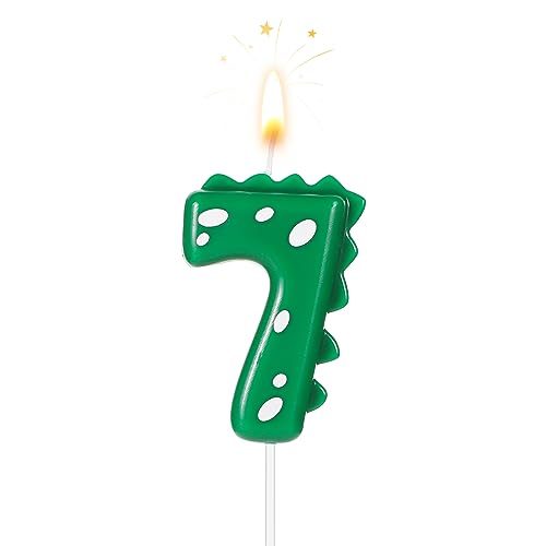 TOYMIS Zahlen Geburtstagskerzen, 7cm Dinosaurier Kerzen Geburtstagskuchenkerzen Dinosaurier Kerzen Geburtstag für Kuchen-Dinosaurier-Kerzen-Themenparty-Dekoration (Nummer 7) von TOYMIS