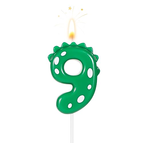 TOYMIS Zahlen Geburtstagskerzen, 7cm Dinosaurier Kerzen Geburtstagskuchenkerzen Dinosaurier Kerzen Geburtstag für Kuchen-Dinosaurier-Kerzen-Themenparty-Dekoration(Nummer 9) von TOYMIS