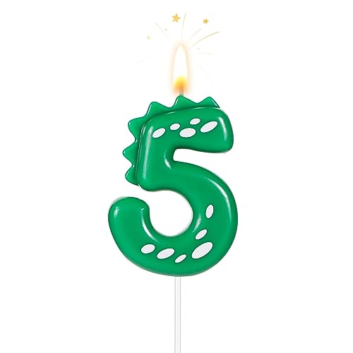 Zahlen Geburtstagskerzen, 7cm Dinosaurier Kerzen Geburtstagskuchenkerzen Dinosaurier Kerzen Geburtstag für Kuchen-Dinosaurier-Kerzen-Themenparty-Dekoration von TOYMIS