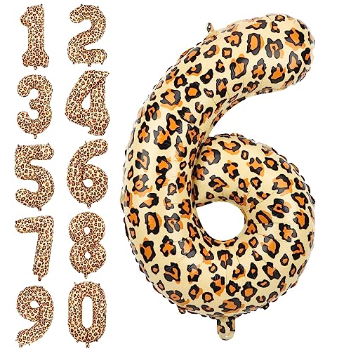 Zahlenballons für Geburtstagsfeier, 81,3cm Goldene Leopard Luftballon Große Dschungel-Thema Leopard Geburtstagsdeko Zahlenballons Tier-Motto-Partydekorationen (6) von TOYMIS